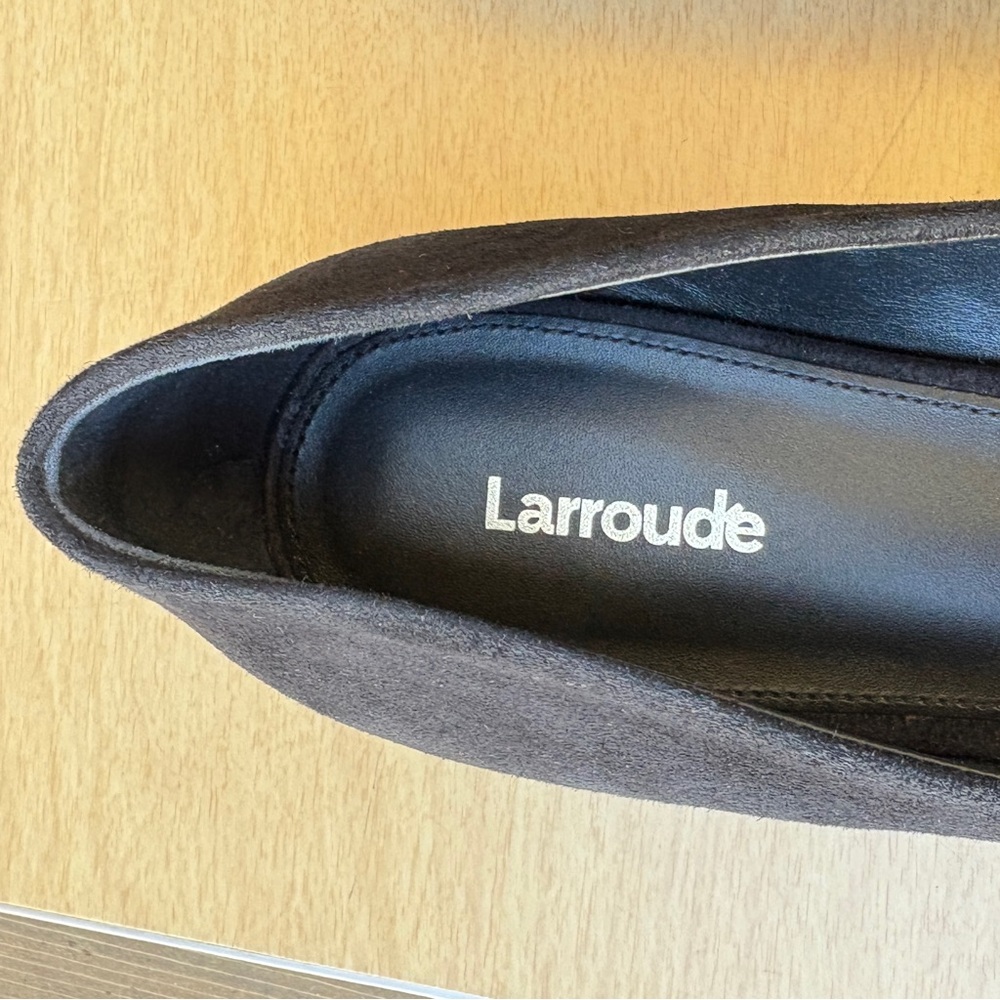 Larroude Lee Black Suede Leather Point Toe Ballerina Flats In Sz 9 - Picture 4 of 11